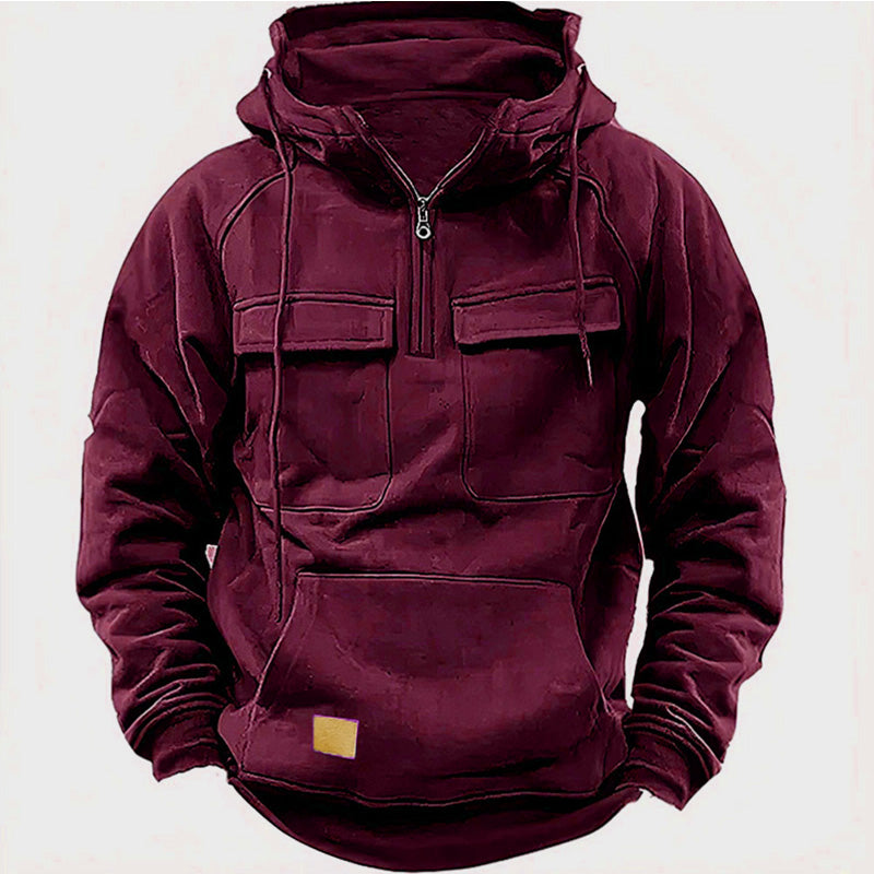 Men's Casual Zip Double Pockets Hoodie