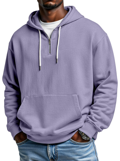 Autumn And Winter Simple Loose Half-zip Hooded Sweatshirt