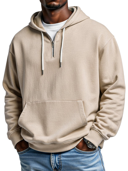 Autumn And Winter Simple Loose Half-zip Hooded Sweatshirt