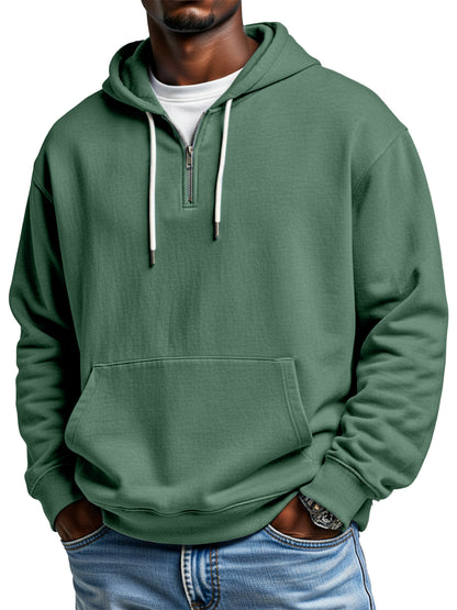 Autumn And Winter Simple Loose Half-zip Hooded Sweatshirt