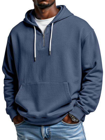 Autumn And Winter Simple Loose Half-zip Hooded Sweatshirt