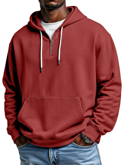Autumn And Winter Simple Loose Half-zip Hooded Sweatshirt