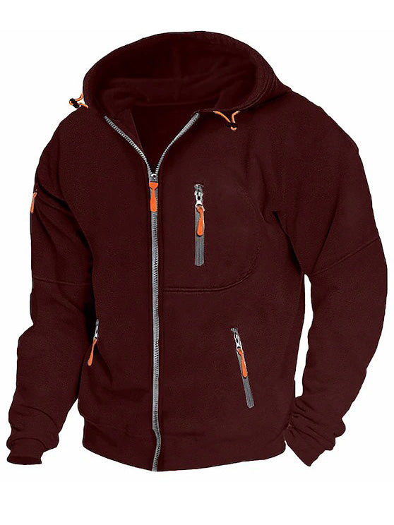 Men's Zipper Pocket Sports Outdoor Daily Casual Hoodies Sweatshirts