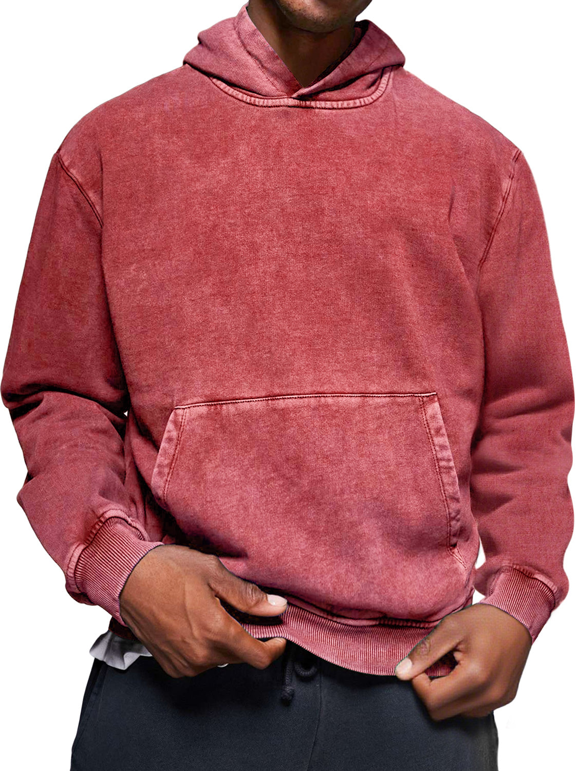 Men's Vintage Distressed Washed Cotton Hooded Sweatshirt