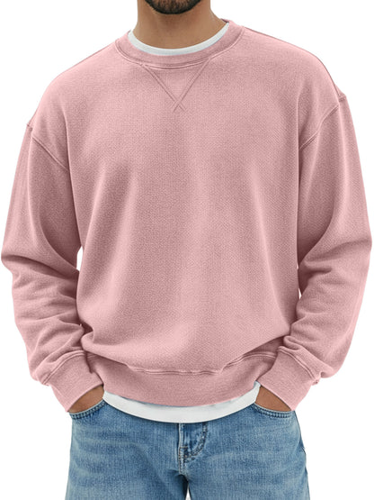 Men's pure cotton design inverted triangle shoulder long sleeve round neck sweatshirt