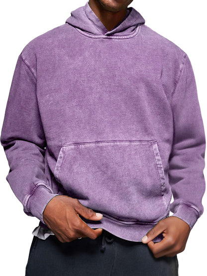 Men's Vintage Distressed Washed Cotton Hooded Sweatshirt