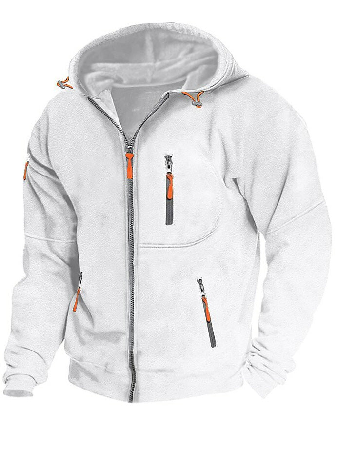 Men's Zipper Pocket Sports Outdoor Daily Casual Hoodies Sweatshirts