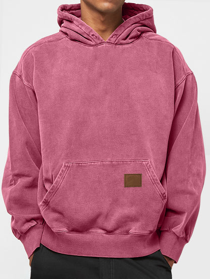 Men's 100% Cotton Washed, Distressed, Vintage Casual Logo Hooded Sweatshirt