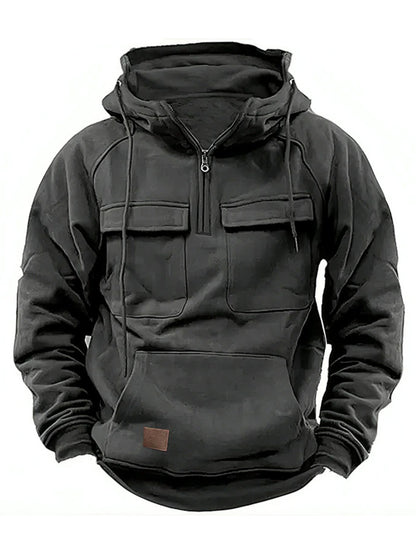 Men's Casual Zip Double Pockets Hoodie