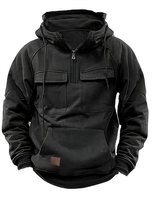 Men's Casual Zip Double Pockets Hoodie