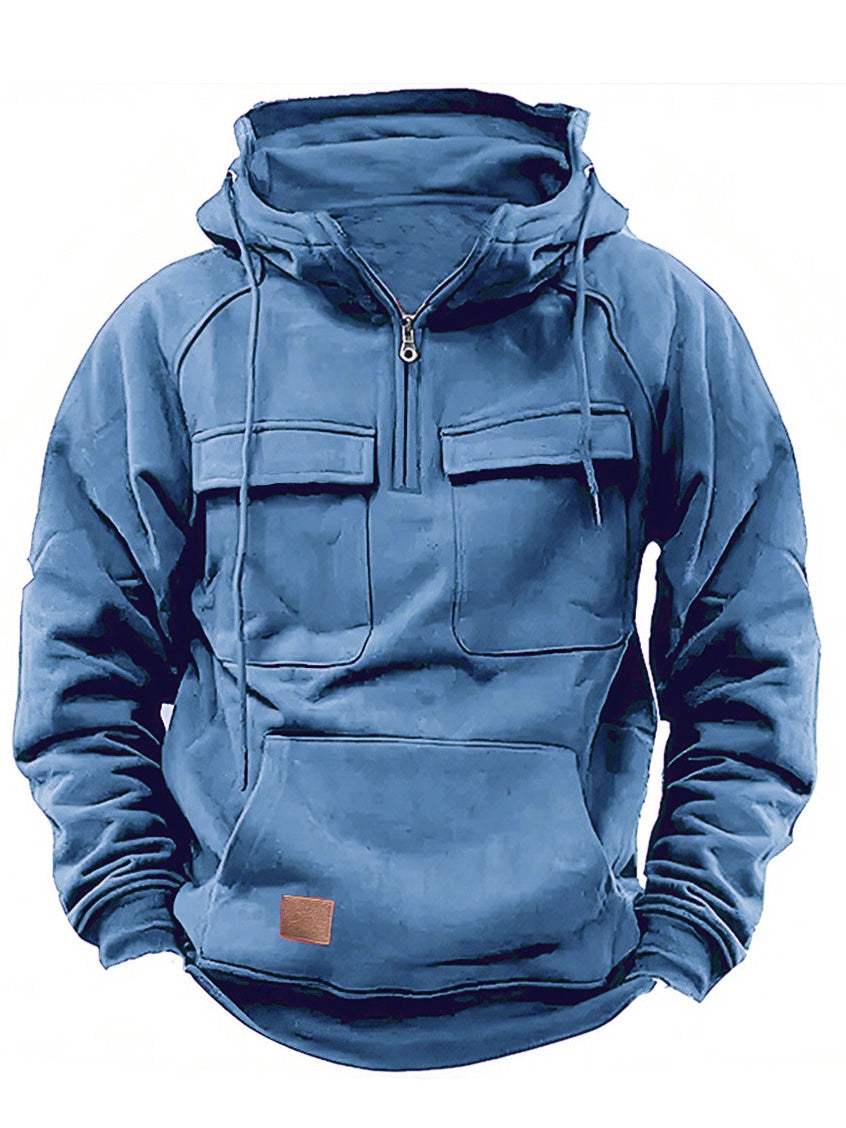 Men's Casual Zip Double Pockets Hoodie