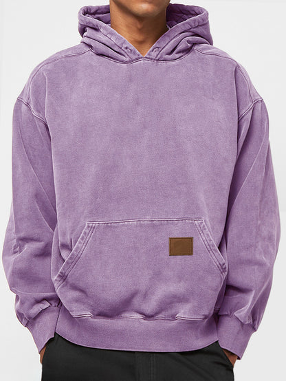 Men's 100% Cotton Washed, Distressed, Vintage Casual Logo Hooded Sweatshirt