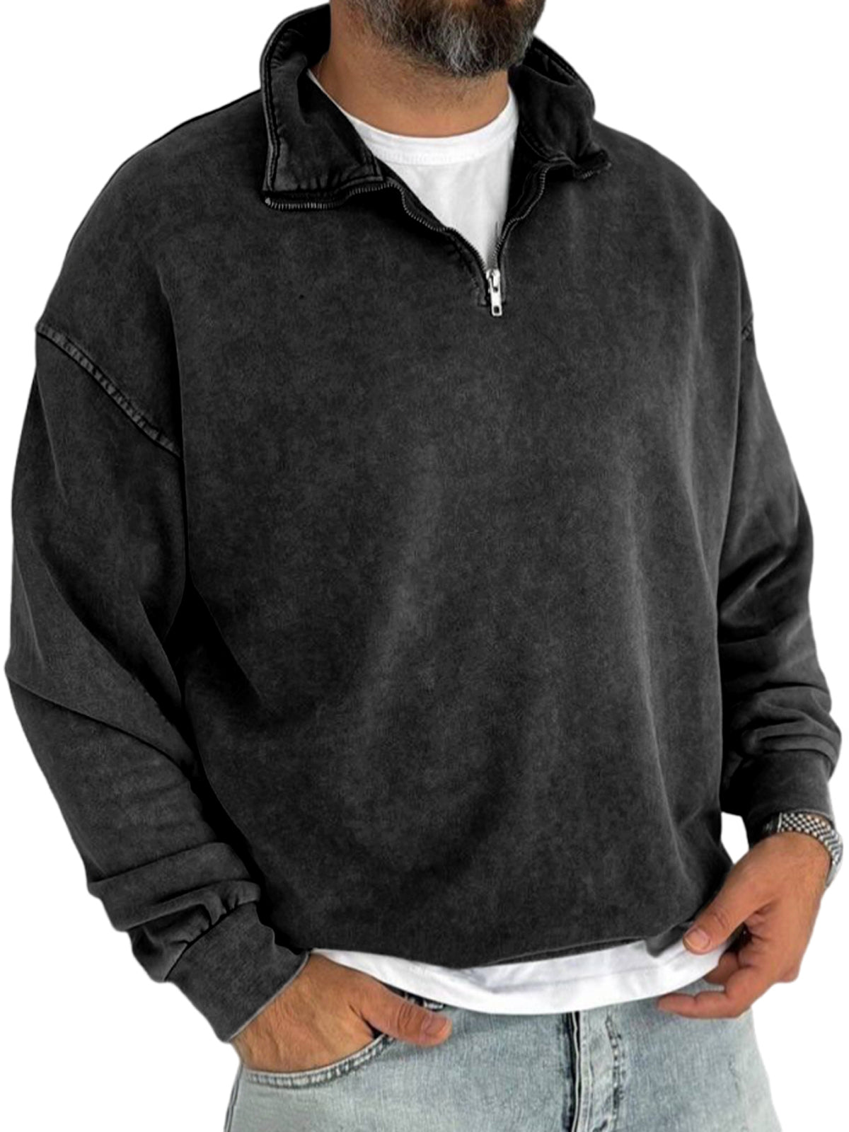 Men's Retro Half-zip Casual Everyday Sweatshirt